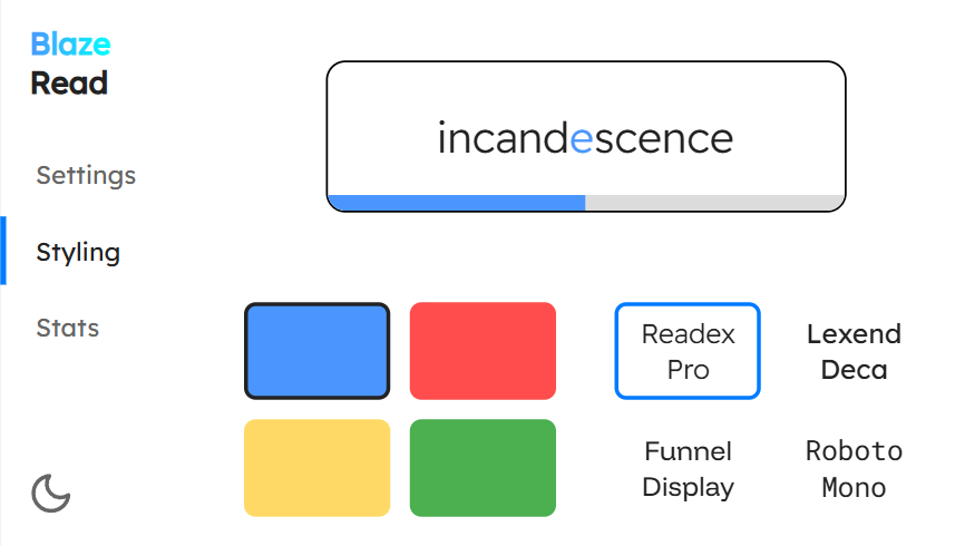 Blaze Read Styling Panel (Light)